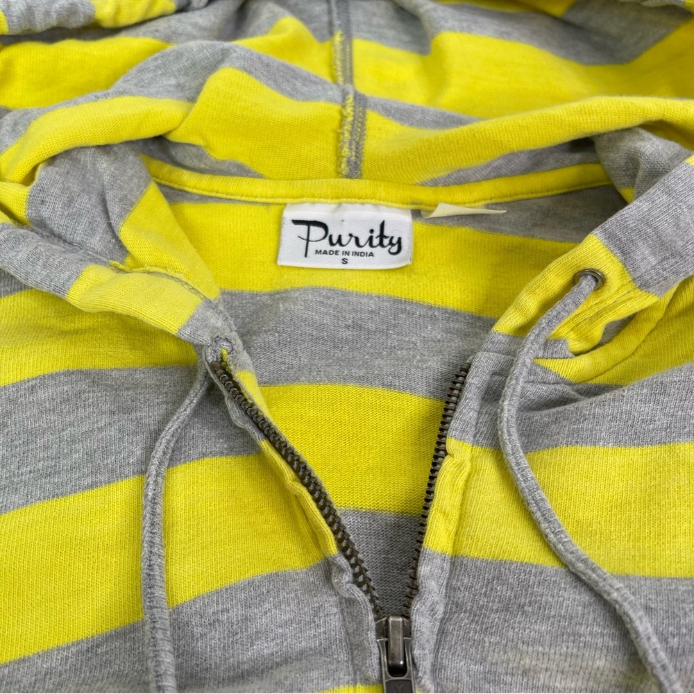 Purity Striped Yellow and Gray Women's Hooded Jacket Size Small - Picture 8 of 13
